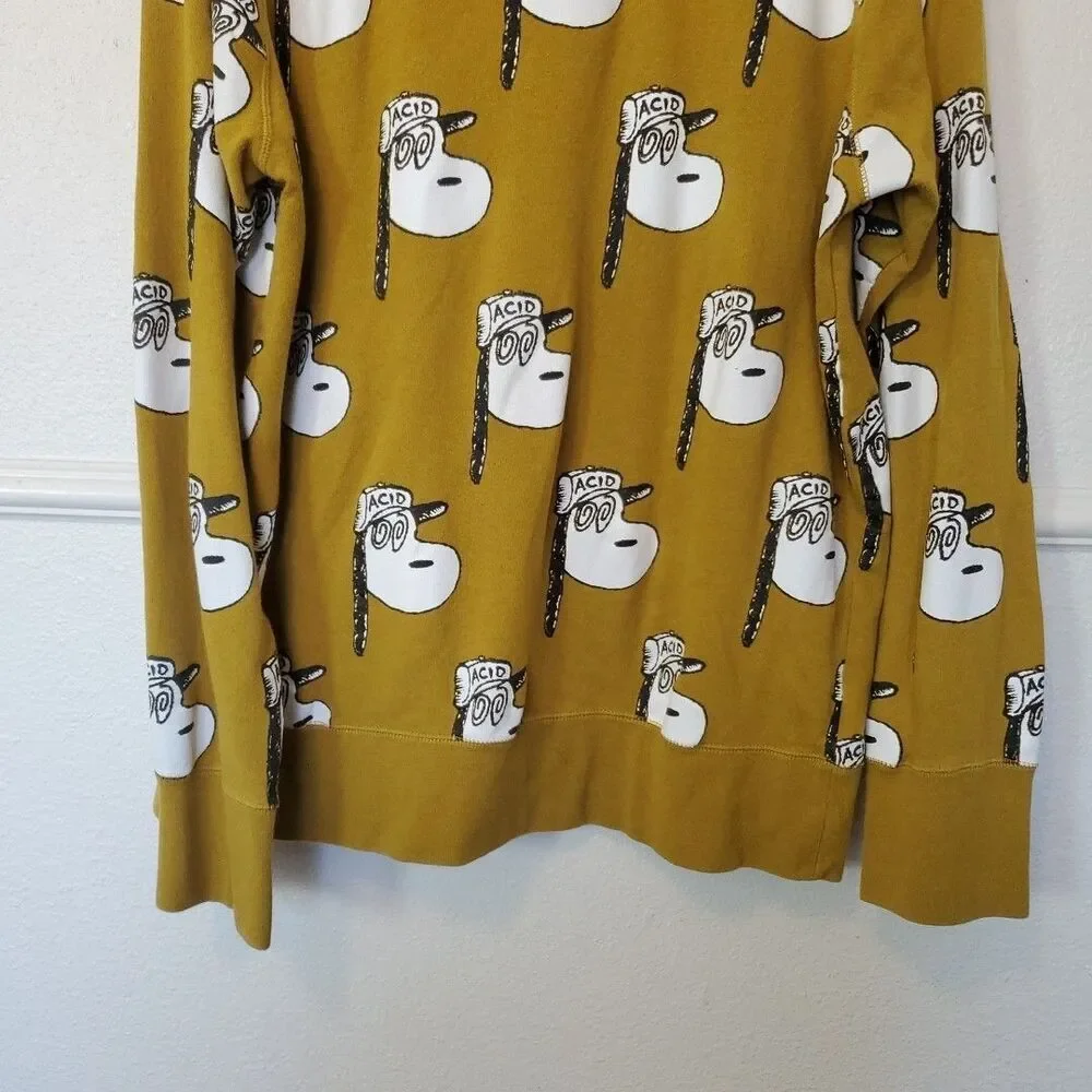 Snoopy Acid F cking Awesome Tee Rare Size XL Yellow Mustard Terry Cloth Inside